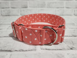 Peach Polka Dot 2" Large Martingale Dog Collar 17"-24"