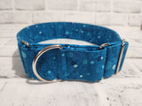 Blue Galaxy Dots 2" Large Martingale Dog Collar 17"-24"