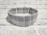 Grey Plaid Flannel 2" Large Martingale Dog Collar 17"-24"