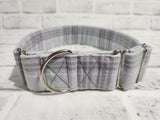 Grey Plaid Flannel 2" Large Martingale Dog Collar 17"-24"