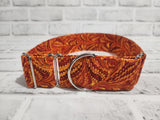Orange Whimsy 2" Large Martingale Dog Collar 17"-24"