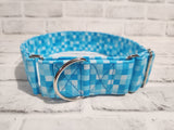 Blue Pixel 2" Large Martingale Dog Collar 17"-24"