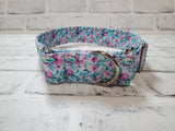 Watercolar Floral 1.5" Large Martingale Dog Collar 17"-24"