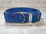 Water Flowers 1.5" Large Martingale Dog Collar 17"-24"