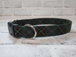 Green and Red Plaid 1" Medium Buckle Collar 12"-19"