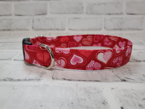 Valentine Hearts w/ Shimmer  1" Medium Buckle Collar 12"-19"