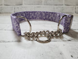 Vintage Purple Florals 1.5" Large Chain Martingale Collar 17"-24"