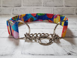 Abstract Colors 1.5" Large Chain Martingale Collar 17"-24"