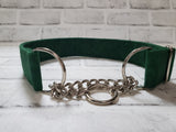 Dark Green 1.5" Large Chain Martingale Collar 17"-24"