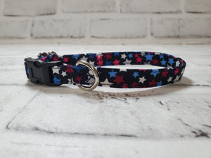 Red, white & blue stars 1/2" X-Small Buckle Collar  7"-11"