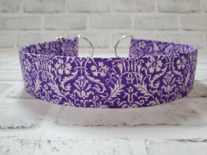 Purple White Florals 2" XL Chain Martingale Dog Collar 17"-28"