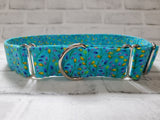 Little Flowers on Blue 1.5" XL Martingale Collar 17"-28"