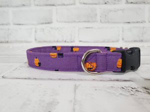 Pumpkins and Cats  3/4" Small Buckle Collar 10"-15"