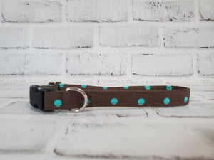 Brown w/ Blue Dots 5/8" Small Buckle Collar 10"-15"
