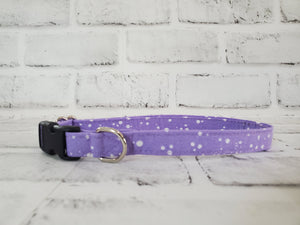 Purple w/ White Dots 5/8" Small Buckle Collar 10"-15"