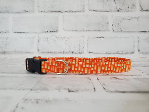 Orange Blocks 5/8" Small Buckle Collar 10"-15"