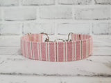 Vintage Soft Pink Stripes 1" Medium Chain Martingale Collar 12"-19"