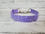 Purple w/ White Dots 1" Medium Chain Martingale Collar 12"-19"