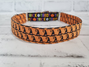 Trick or Treat Witches Hat 1" Two-Tone Medium Martingale Collar 12"-19"