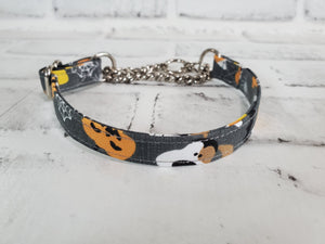 Halloween Pup 1/2" X-Small Chain Martingale Collar  9"-11"