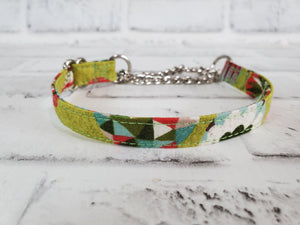 Abstract w/ Flower 1/2" X-Small Chain Martingale Collar  9"-11"