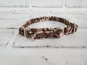 Brown Snake Skin 1/2" X-Small Martingale Collar  9"-11"