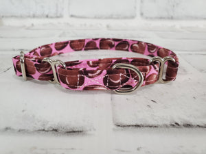Chocolate Hearts 1/2" X-Small Martingale Collar  9"-11"