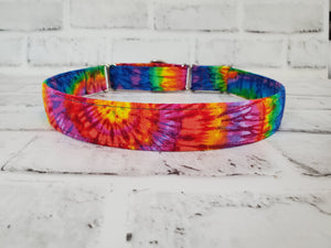 Rainbow Tie-dye 1" Large Martingale Collar 17"-24"