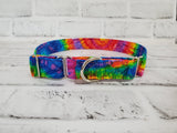 Rainbow Tie-dye 1" Large Martingale Collar 17"-24"