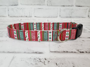 Christmas Stripes 1" Medium Buckle Collar 12"-19"