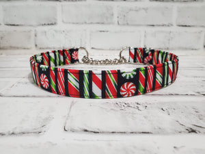 Christmas Candy 1" Large Chain Martingale Collar 17"-24"