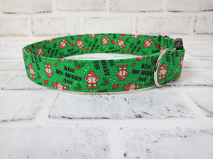 Kiss My Merry A$$ 1.5" Large Buckle Collar 15"-24"