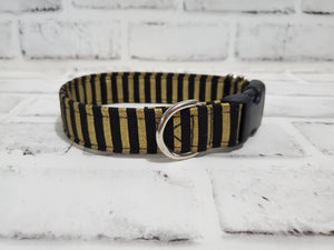 Gold Stripes 1" Small Buckle Collar 10"-15"