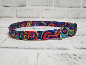 Rainbow Swirls 3/4" Medium Buckle Collar 12"-19"