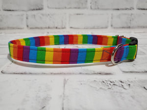 Rainbow Stripes 3/4" Medium Buckle Collar 12"-19"