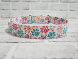Pastel Puppy Paws 1.5" XL Martingale Collar 17"-28"