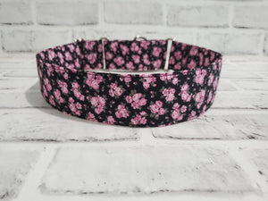 Pretty Pink Flowers 2" XL Martingale Dog Collar 17"-28"