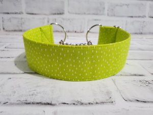 Dots on Lime 2" Large Chain Martingale Collar 17"-24"