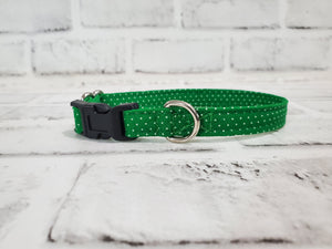 Dots on Green 1/2" X-Small Buckle Collar  7"-11"