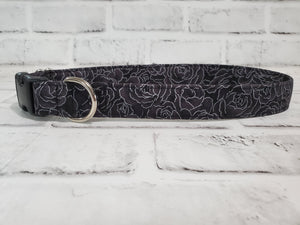 Black Roses 1" Large Buckle Collar 15"-24"