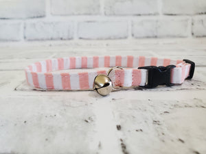 Pink & White Stripes 3/8" Cat Collar