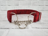 Deep Red 1.5" Large Chain Martingale Collar 17"-24"
