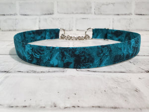 Teal Night 1" XL Chain Martingale Collar 19"-28"