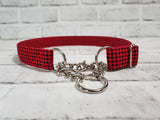 Red Plaid 1" XL Chain Martingale Collar 19"-28"