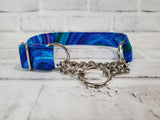 Blue & Purple 1" Medium Chain Martingale Collar 12"-19"