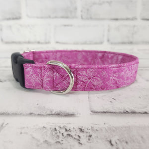 Silver Pink 1" Small Buckle Collar 10"-15"
