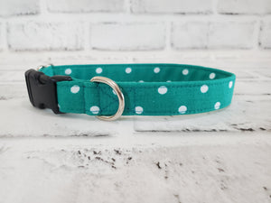 Dots on Green 3/4" Small Buckle Collar 10"-15"