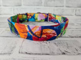 Vibrant Abstract 1.5" Large Martingale Dog Collar 17"-24"