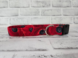 Red Poppy 1" Medium Buckle Collar 12"-19"