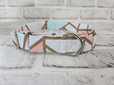 Pink Aqua Gold 1" Medium Martingale Collar 12"-19"